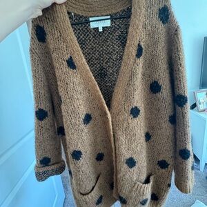 THE GREAT. Brown and Black Cardigan Sweater with Playful Details